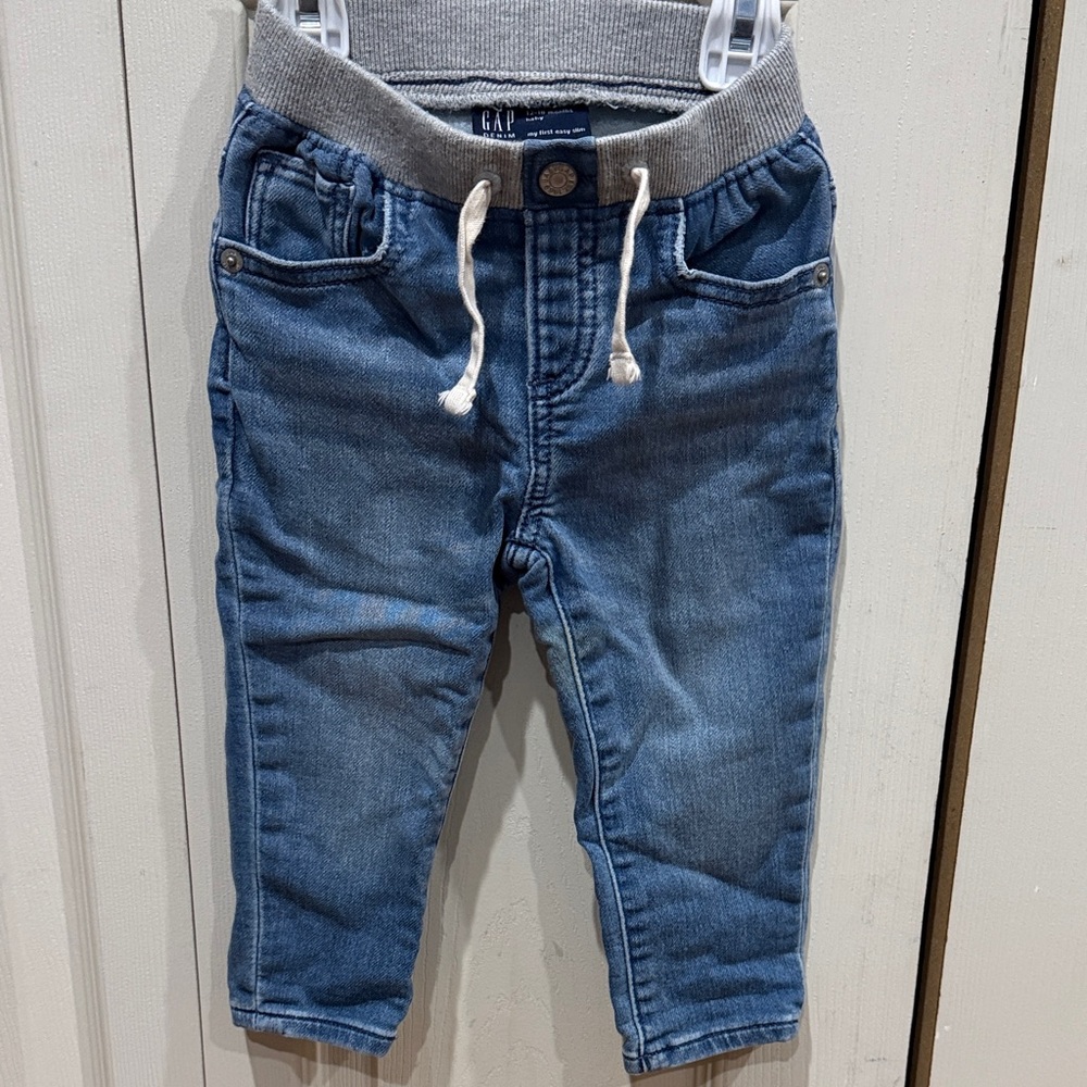 GAP baby Blue Jeans with Gray Waistband 12-18 months